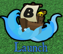 Launch' button in 'Build A Boat for Treasure' on Roblox, featuring a ship icon ready to set sail, symbolizing the start of a problem-solving adventure in the game.